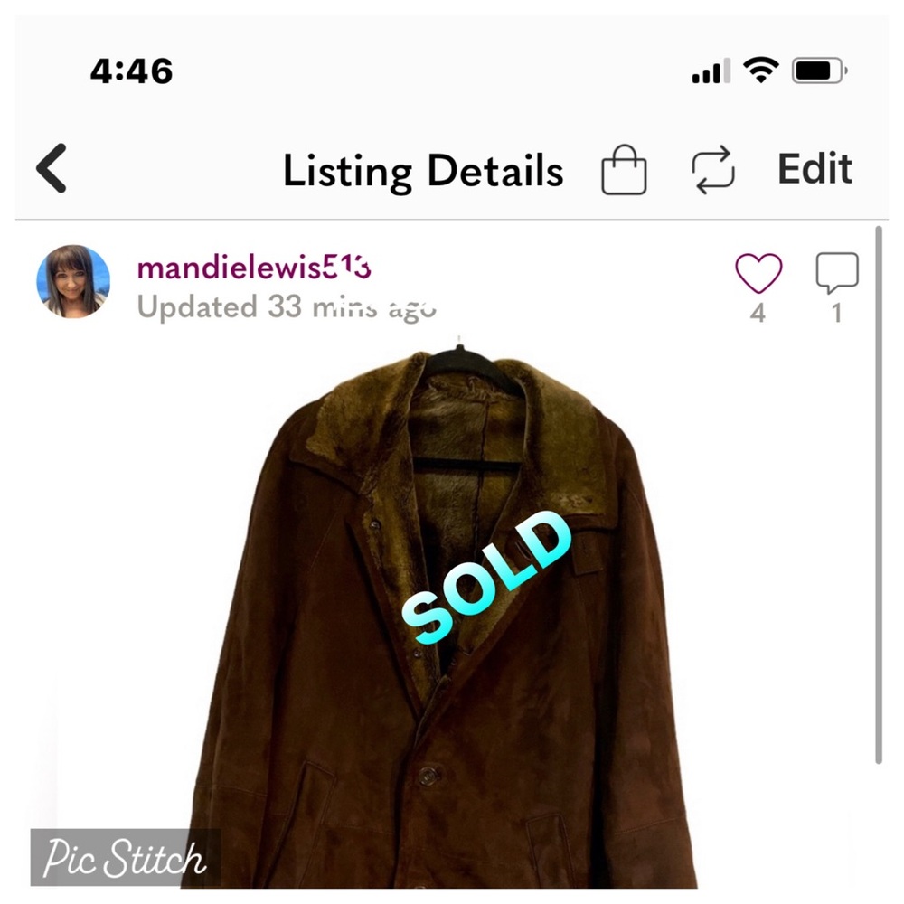 UMBERTO OLIVIERI SHEARLING SHEEPSKIN SUEDE LEATHER COAT ITALY Original